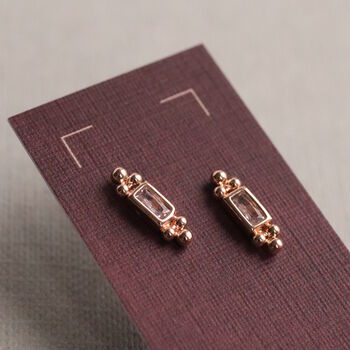 Tudor Baguette Gold Stud Earrings, 5 of 6