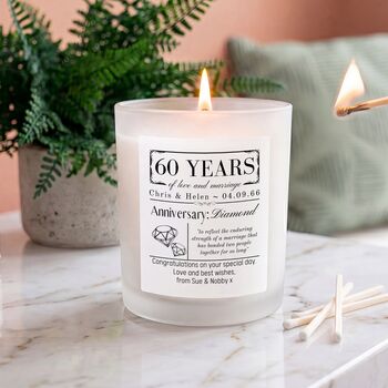 Personalised 60th Diamond Anniversary Meaning Candle, 2 of 12