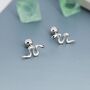 Snake Screw Back Earrings In Sterling Silver, thumbnail 4 of 10
