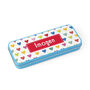 Personalised Girl's Patterned Blue Pencil Case Tin, thumbnail 9 of 11