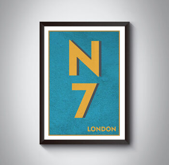 N7 Holloway, Islington London Postcode Art Print, 5 of 10