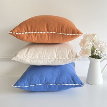 Linen Cushion With Mini Flower Trim, 9 of 10
