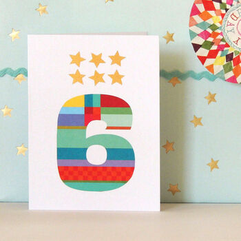 Mini Gold Star Number Six Card, 4 of 5