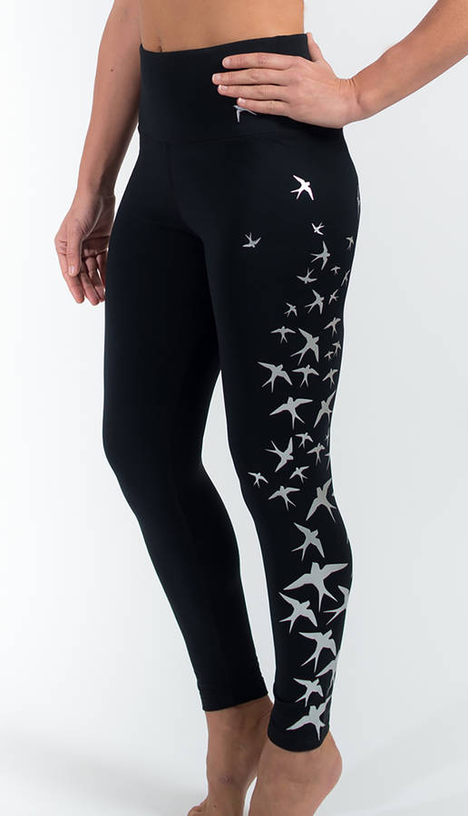 Swallow Flock Leggings Black And Silver, 1 of 4