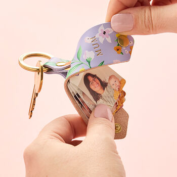 Personalised Leather Four Photo Keyring For Her, 7 of 8