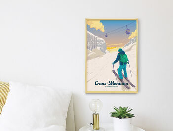 Crans Montana Ski Resort Switzerland Poster Art Print, 3 of 8