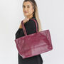 Burgundy Lined Soft Leather Tote, thumbnail 5 of 10