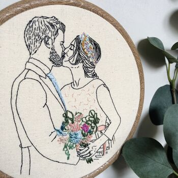 Personalised Embroidered Couples Wedding Portrait, 3 of 10