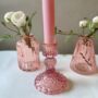 Pink Pressed Glass Candlestick, thumbnail 1 of 8