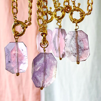 Amethyst Crystal And Chunky Curb Chain Necklace, 6 of 12