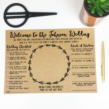 Personalised A4 Wedding Games Placemat Activity Sheet, 5 of 5