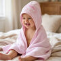 Personalised Pink Elephant Hooded Baby Towel, thumbnail 1 of 11