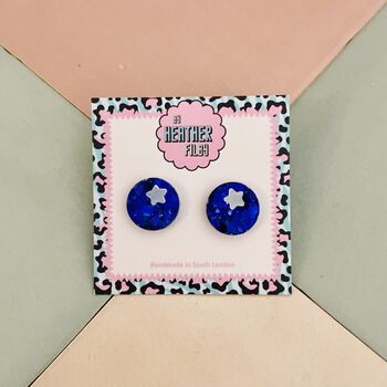 Berry Bright Blueberry Glitter Resin Stud Earrings / Berry Fruit Jewellery / Shimmering Fruit Accessory, 2 of 4