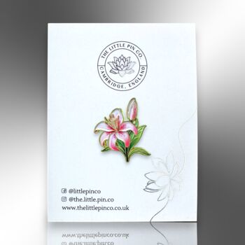 Lily Flower Enamel Lapel Pin Brooch, 3 of 8