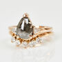 18ct Rose Gold Salt And Pepper Pear Shape Diamond Engagement Ring, thumbnail 3 of 8