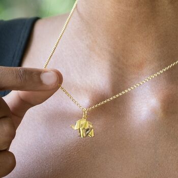 Origami Elephant Necklace, Silver Or Gold Plated, 6 of 12