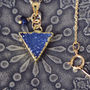 Blue Druzy And Sapphire Triangle Necklace, thumbnail 5 of 10