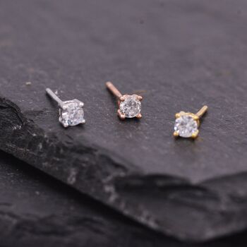 Sterling Silver Tiny Cz Stud Earrings, 2 of 12