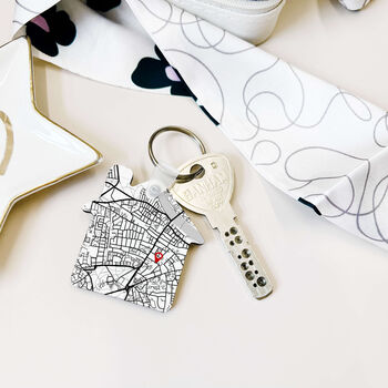 Personalised New Home First Home Location Map Keyring, 5 of 10