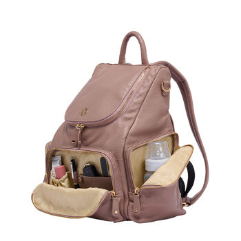 Amber Warm Taupe Leather Backpack, 3 of 11