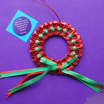 Christmas Wreath Decoration Made With Ring Pulls, 6 of 11
