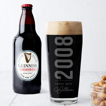 Personalised 18th Birth Year And Name Beer Glass, 2 of 9