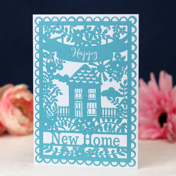Happy New Home Printed Teal Card A6, 2 of 2