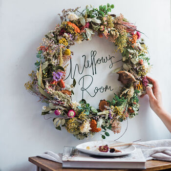 Personalised Dried Flower Wire Wreath, 3 of 4