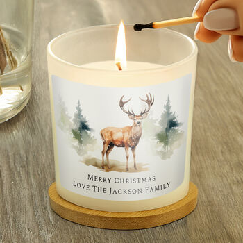 Personalised Watercolour Stag Candle Jar – Christmas Gift, 3 of 5