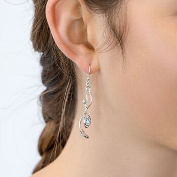Sterling Silver Pearl And Blue Topaz Drop Earrings, 3 of 8