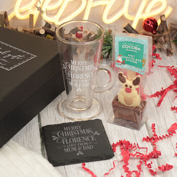 Merry Christmas Hot Chocolate Glass Mug And Gift Box, 3 of 5