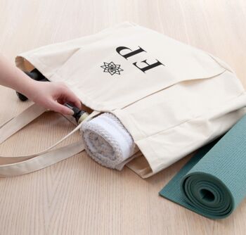 Monogrammed Organic Yoga Tote Bag, 4 of 5