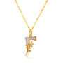 Gold Plated F Initial Necklace With Mother Of Pearl, thumbnail 2 of 6