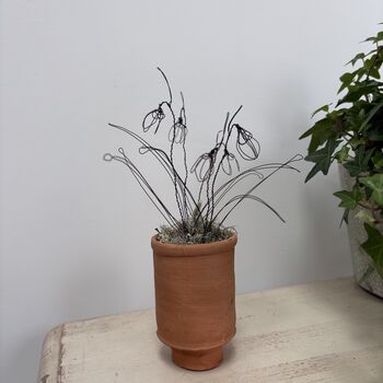 Wire Snowdrops In Handmade Terracotta Pot, 6 of 8