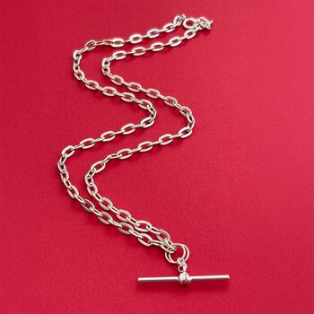 Mira Delicate T Bar Necklace With Chunky Chain, 2 of 3