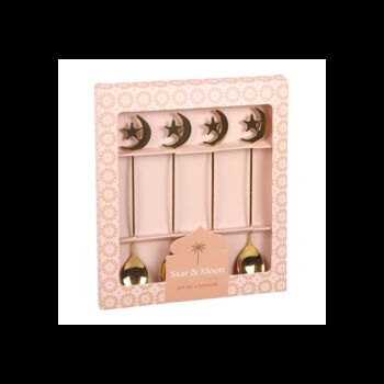 Golden Star And Moon Tea Spoon Gift Set, 3 of 3