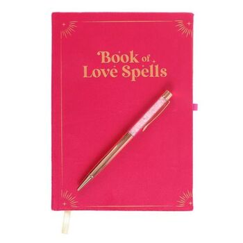 Book Of Love Spells Journal Rose Quartz Crystal Pen, 5 of 6