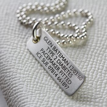 Men's Silver Medical Alert Allergy Necklace, 5 of 6