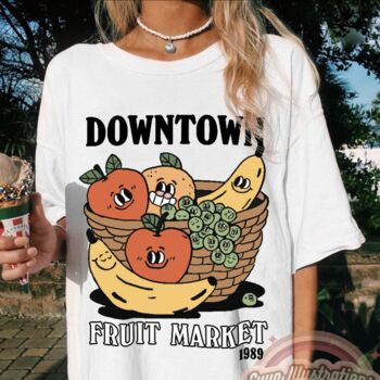 'Downtown Fruit Market' Colourful Graphic Tee, 2 of 6