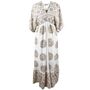 'Heather' White And Gold Indian Print Batwing Crepe Dress, thumbnail 5 of 5