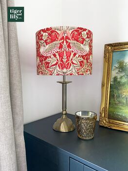 Indian Red Strawberry Thief Lampshade Three Sizes, 3 of 3