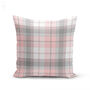 Modern Grey And Blush Pink Tartan Chenille Cushion, thumbnail 1 of 12