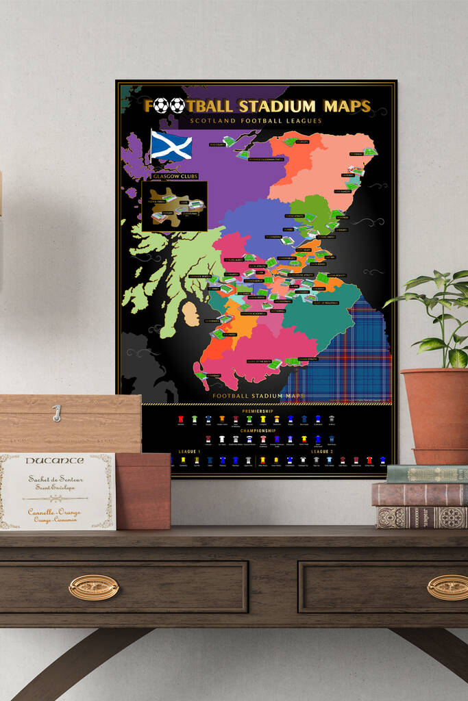 Scottish Football Stadiums Scratch Off Map By Football Stadium Maps ...