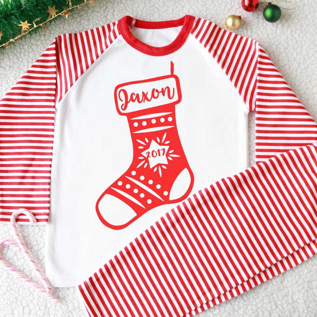 kid's personalised christmas stocking pyjamas by marloweville | notonthehighstreet.com