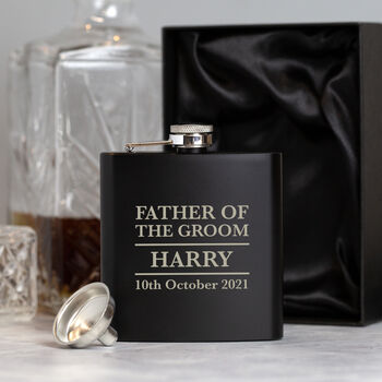 Personalised 6oz Black Best Man Groomsman Hip Flask, 3 of 6
