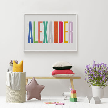 Personalised Typography Name Print 'Colour Love', 9 of 10