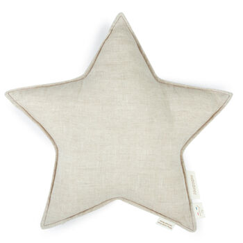Organic Linen Star Cushion In Greige, 2 of 4