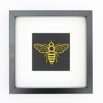 Yellow Manchester Bee Framed Woodcut Artwork, 2 of 6