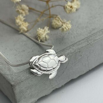 Sterling Silver Turtle Necklace, Sealife Jewellery, 9 of 12