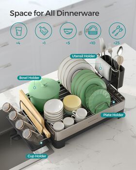 Dish Drying Rack Steel Dish Drainer With Spout, 5 of 8